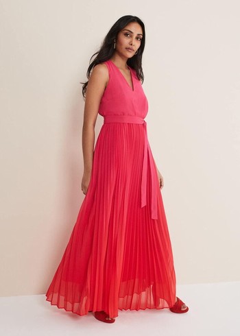 Phase Eight Petite Piper Ombre Dress Red/Pink Australia | DO5027469